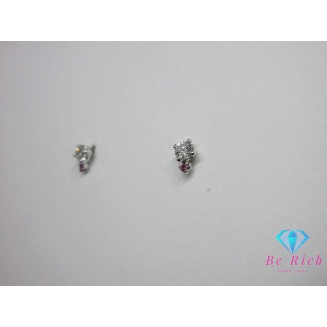 K18 WG ダイヤモンド 0.10ct カラーストーン 付 デザイン スタッド  