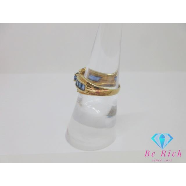 K18 YG サファイア 0.49ct ダイヤモンド 0.12ct 付 デザイン