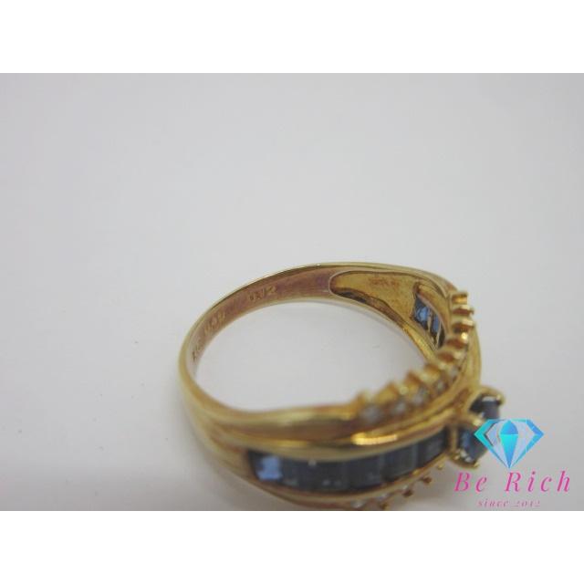 K18 YG サファイア 0.49ct ダイヤモンド 0.12ct 付 デザイン