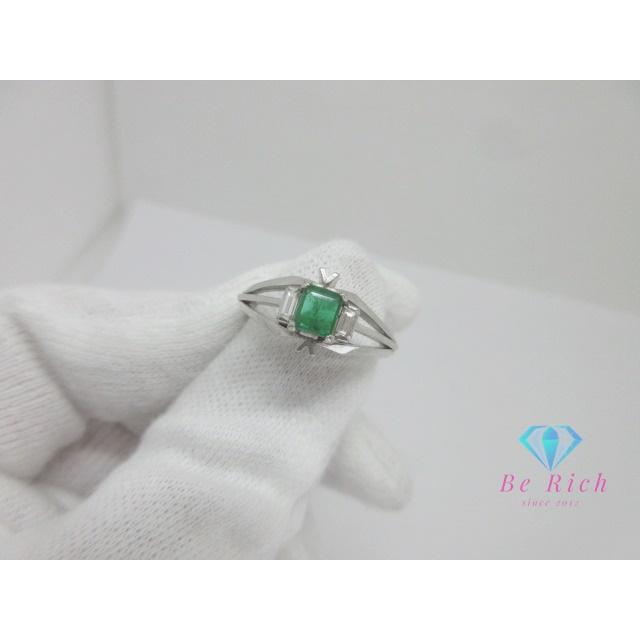 Pt900 プラチナ エメラルド 0.30ct ダイヤモンド 0.14ct 付 デザイン  