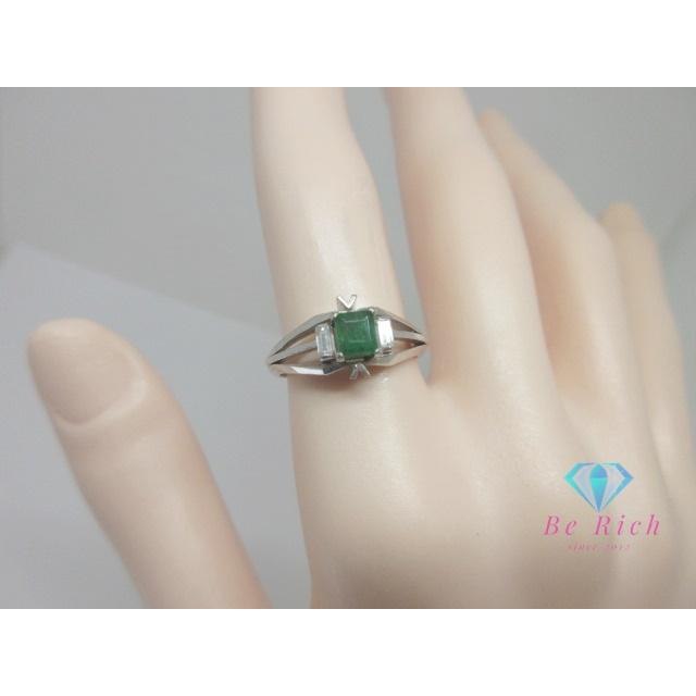 エメラルドリング pt900 0.08ct 12号 2.2g