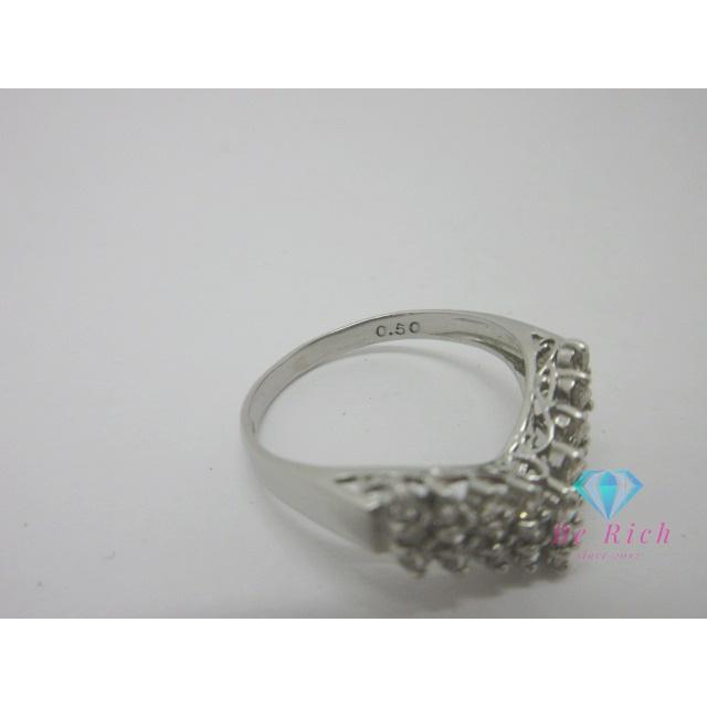 Pt900 プラチナ ダイヤモンド 0.50ct 付 V字 デザイン リング