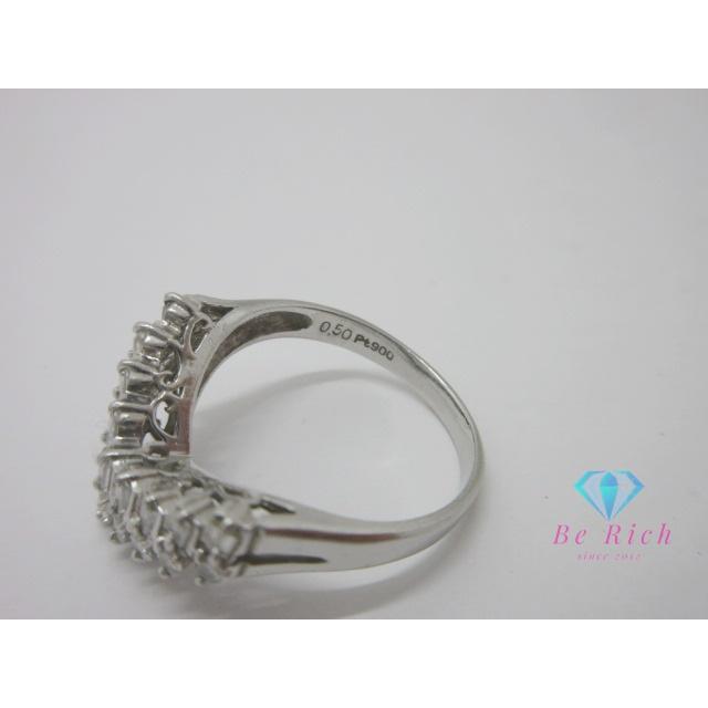 Pt900 プラチナ ダイヤモンド 0.50ct 付 V字 デザイン リング 指輪 12
