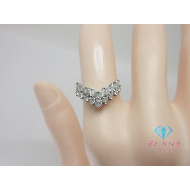 Pt900 プラチナ ダイヤモンド 0.50ct 付 V字 デザイン リング 指輪 12