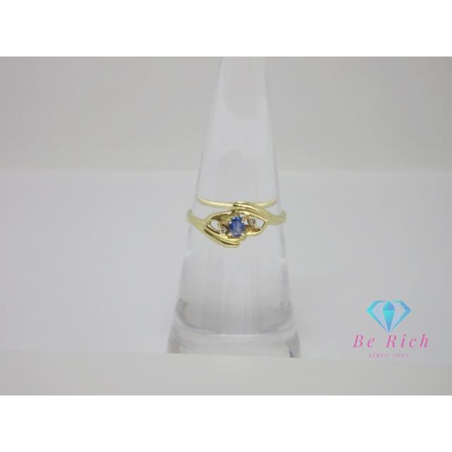 K18 YG サファイア ダイヤモンド 付 デザイン リング 指輪 12号 18金  