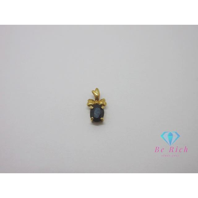 K18 YG サファイア 付 デザイン ネックレス ペンダント トップ ヘッド  
