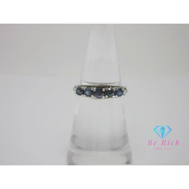 Pt900 プラチナ サファイア 0.65ct 付 デザイン リング 指輪 10号 メレ  