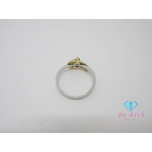 K18 Pt900 ルビー 0.31ct ダイヤモンド 0.06ct 付 デザイン コンビ
