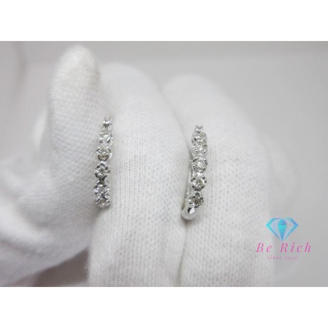 K18 WG pt900 プラチナ ダイヤモンド 0.10ct 付 デザイン フープ 