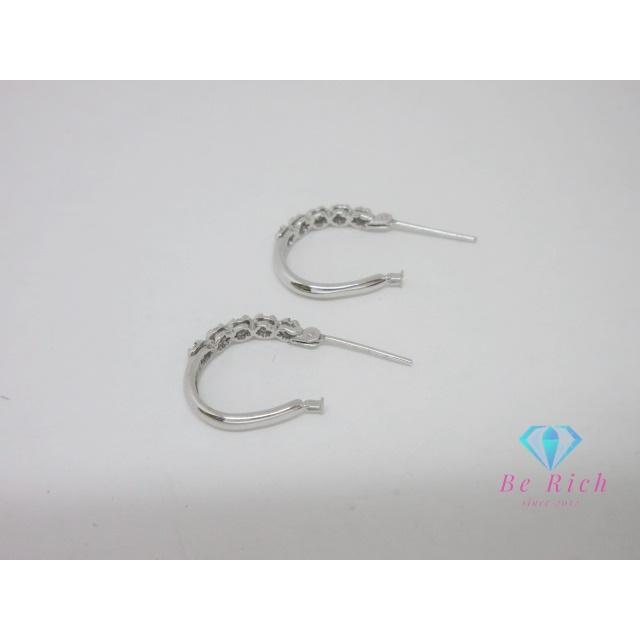 K18 WG pt900 プラチナ ダイヤモンド 0.10ct 付 デザイン フープ 