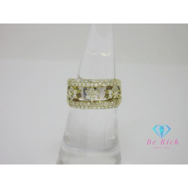 K18 Pt900 ダイヤモンド 0.60ct 付 デザイン コンビ ワイド リング  