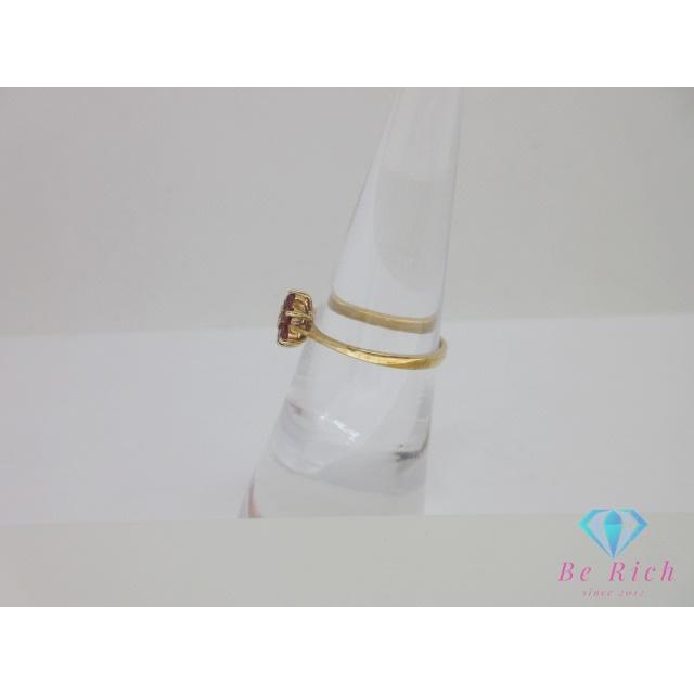 K14YG 14金 585 ルビー ダイヤモンド フラワー リング K14 YG 真珠 ルビー ダイヤモンド 付 花 フラワーモチーフ