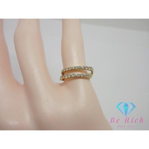 K18 YG ダイヤモンド 0.30ct 付 ハーフエタニティ 2連 デザイン