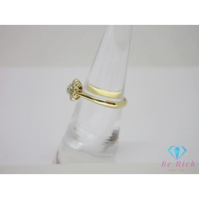 K18 YG ダイヤモンド 0.18ct 0.12ct 付 花 フラワー モチーフ デザイン  