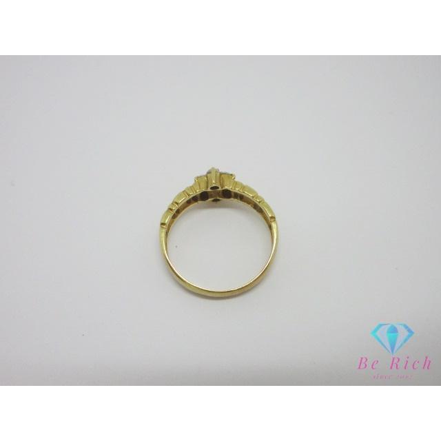 K18 YG ダイヤモンド 0.24ct 付 デザイン リング 指輪 9号