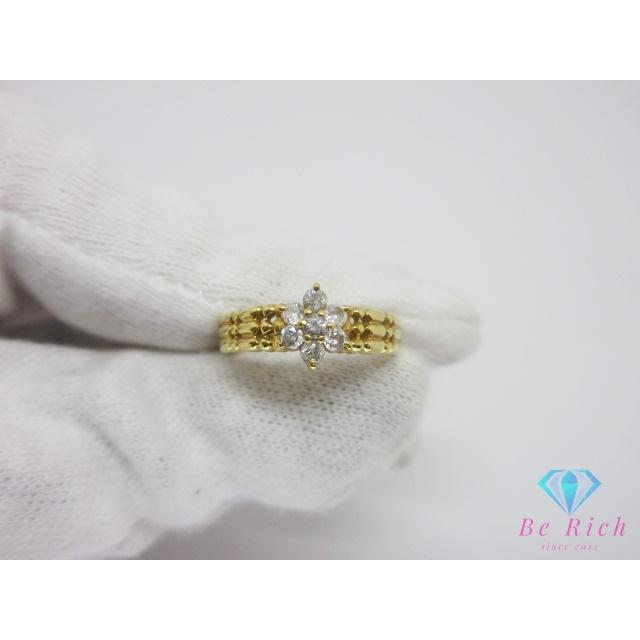 K18 YG ダイヤモンド 0.24ct 付 デザイン リング 指輪 9号