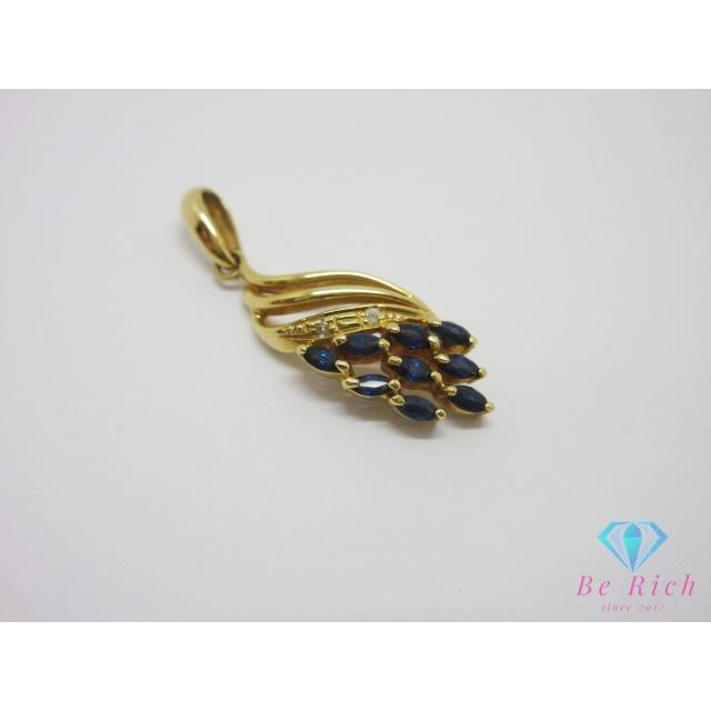 K18 YG サファイア 1.00ct ダイヤモンド 付 ネックレス