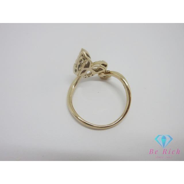 K18 PG ダイヤモンド 0.43ct 付 蝶 バタフライ デザイン リング 指輪