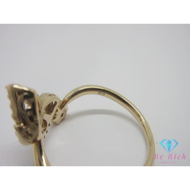 K18 PG ダイヤモンド 0.43ct 付 蝶 バタフライ デザイン リング 指輪