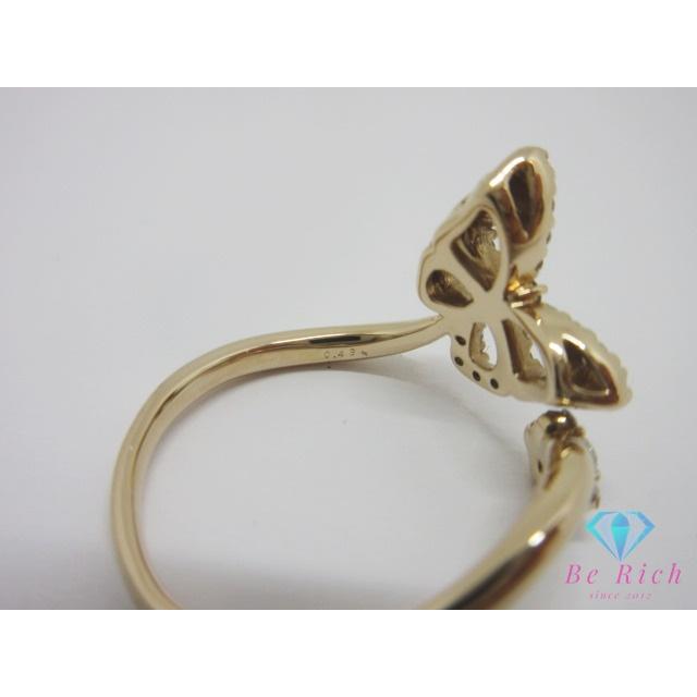 K18 PG ダイヤモンド 0.43ct 付 蝶 バタフライ デザイン リング 指輪