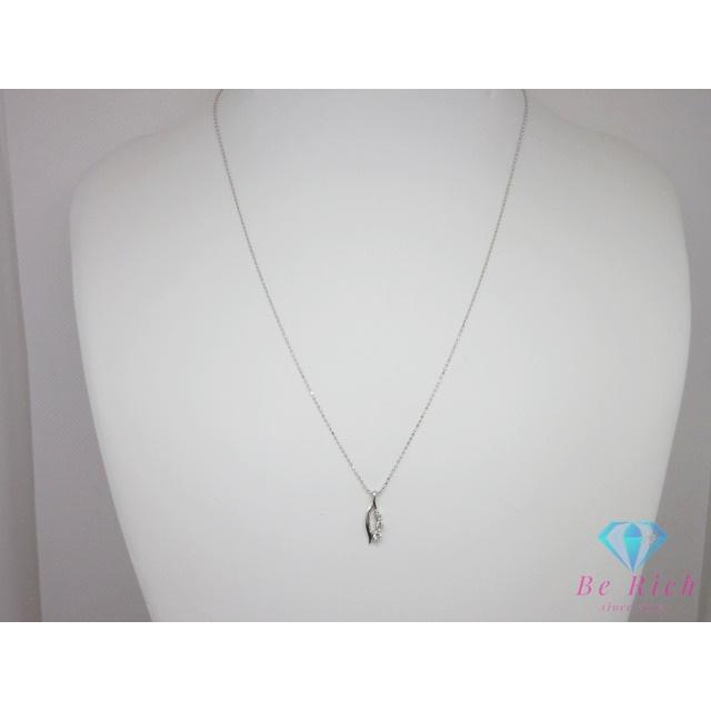 0.12ct天然ダイヤモンドネックレス K18WG クロスネックレス ダイヤ