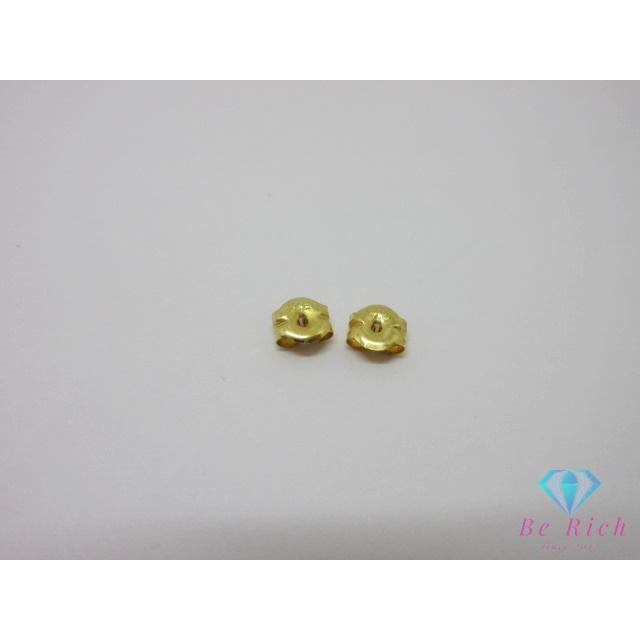 K18 YG カラーストーン 付 リボン モチーフ デザイン スタッド ピアス 
