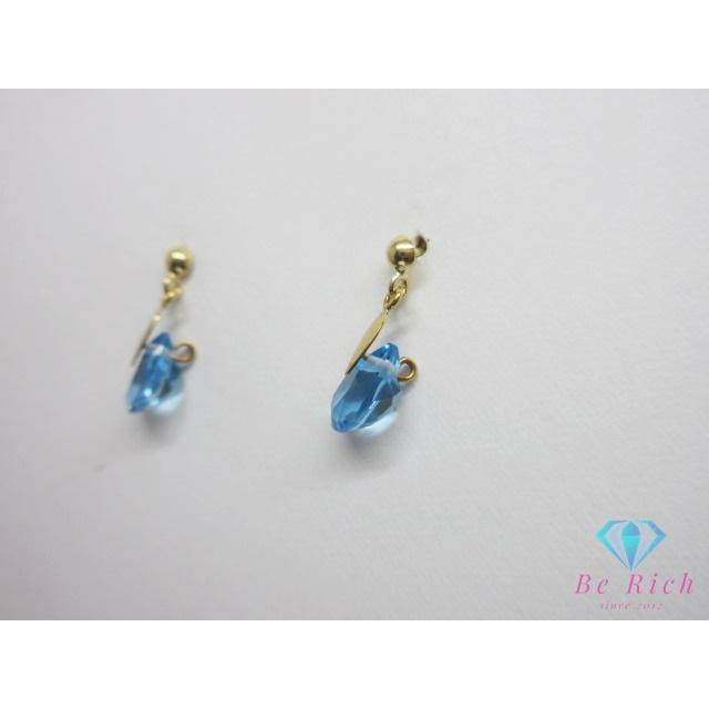 K18 YG カラーストーン 付 デザイン スタッド ピアス 18金 750 宝石 ジュエリー アクセサリー【中古】th14468_1