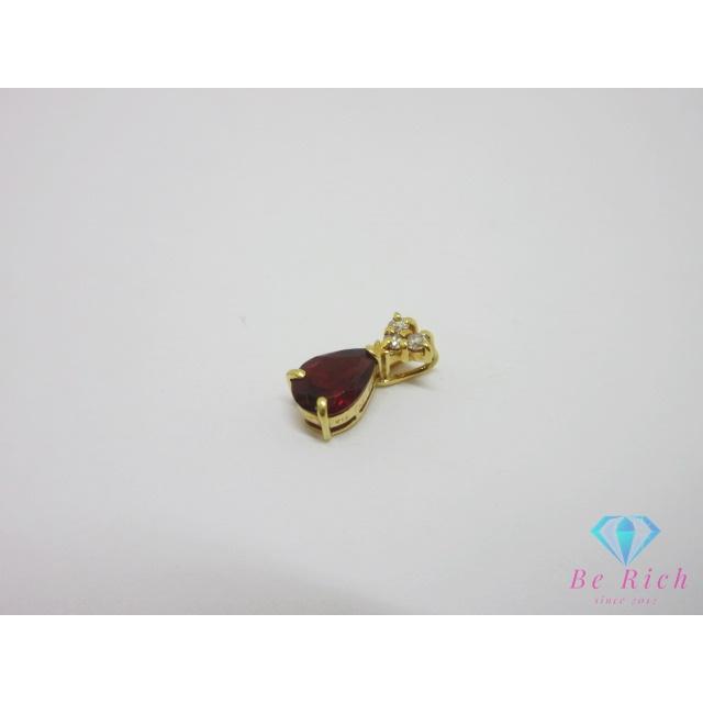K18 YG カラーストーン ダイヤモンド 0.06ct 付 ネックレス ペンダント トップ ヘッド 18金 750 ジュエリー アクセサリー 【中古】th14672