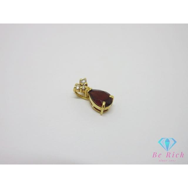 K18 YG カラーストーン ダイヤモンド 0.06ct 付 ネックレス ペンダント トップ ヘッド 18金 750 ジュエリー アクセサリー 【中古】th14672