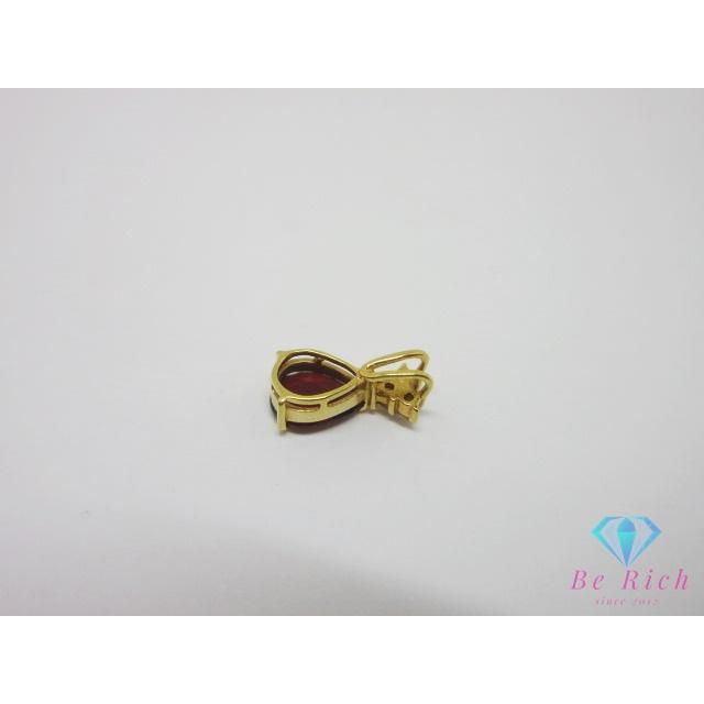K18 YG カラーストーン ダイヤモンド 0.06ct 付 ネックレス ペンダント トップ ヘッド 18金 750 ジュエリー アクセサリー 【中古】th14672