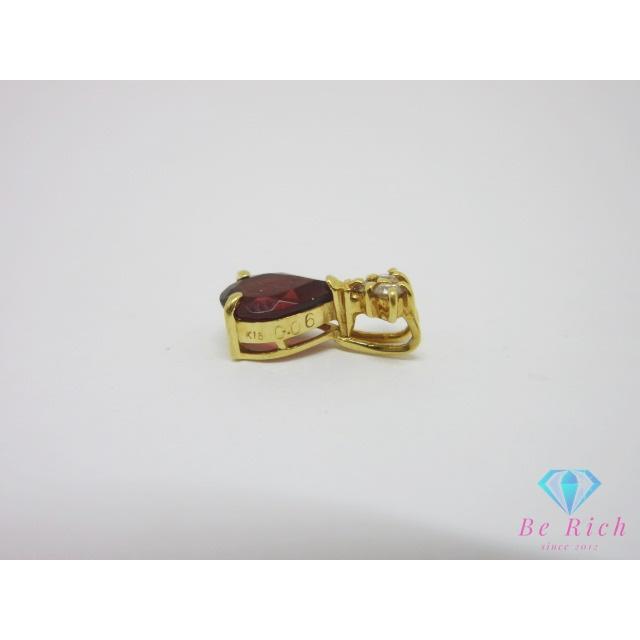 K18 YG カラーストーン ダイヤモンド 0.06ct 付 ネックレス ペンダント トップ ヘッド 18金 750 ジュエリー アクセサリー 【中古】th14672