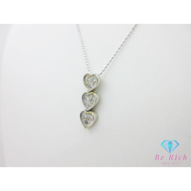 K18 WG ダイヤモンド 0.30ct 付 ハート モチーフ デザイン ネックレス