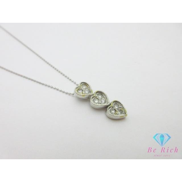 K18 WG ダイヤモンド 0.30ct 付 ハート モチーフ デザイン ネックレス 