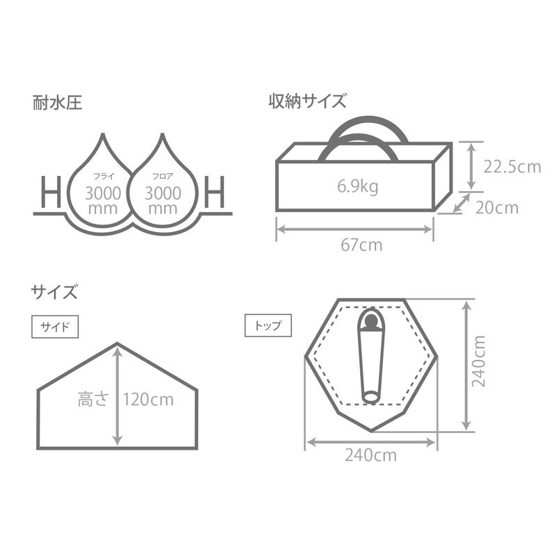 アウトレット　ディーオーディー ( DOD ) アウトドア用品　ミニキノコテント　T2-930-BG　ソロキャンプ　ワンタッチテント　コンパクト｜be-s-outletstore｜10