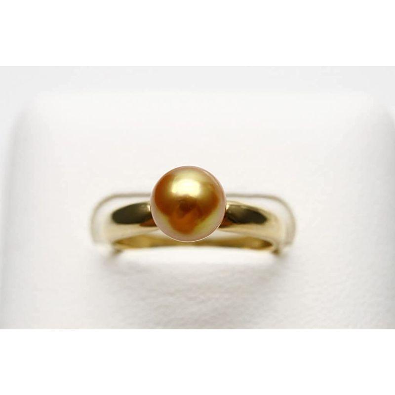 アコヤ真珠パールリング指輪 7.0-7.5mm ゴールドカラー シルバー製