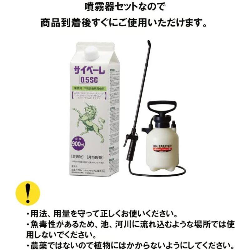 サイベーレ0.5SC　900ml＋国産噴霧器2Lタイプセット　ムカデ　ヤスデ　ゲジ　カメムシ　不快害虫用殺虫剤