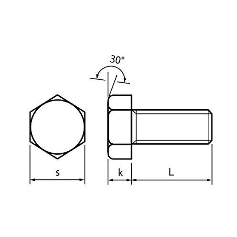 SUS316L　生地　六角ボルト　(全ねじ)　Ｍ２７×１２０　(1本入り)