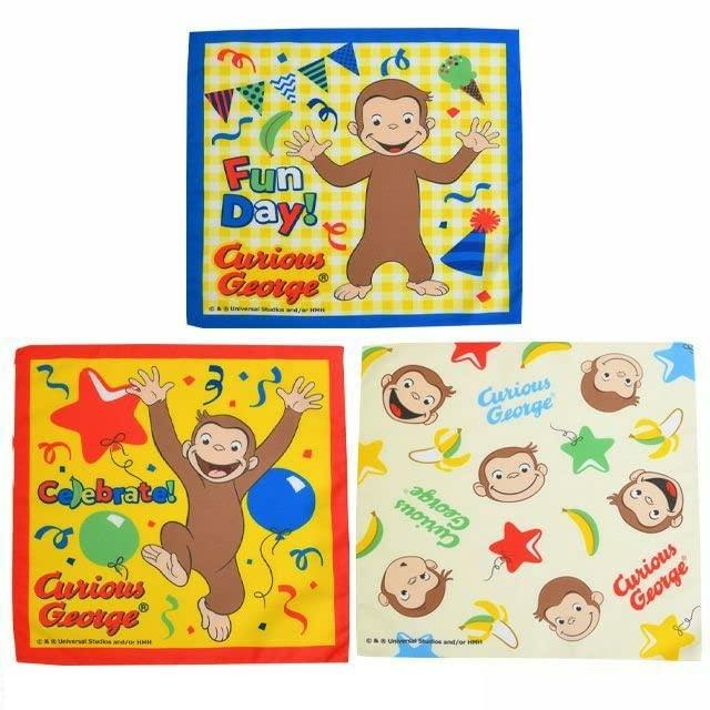 丸眞 吸水速乾 抗菌防臭加工 ランチクロス 3枚組 おさるのジョージ カラフルパーティ しわになりにくい 43×43cm入園入学グッズ 入園入学