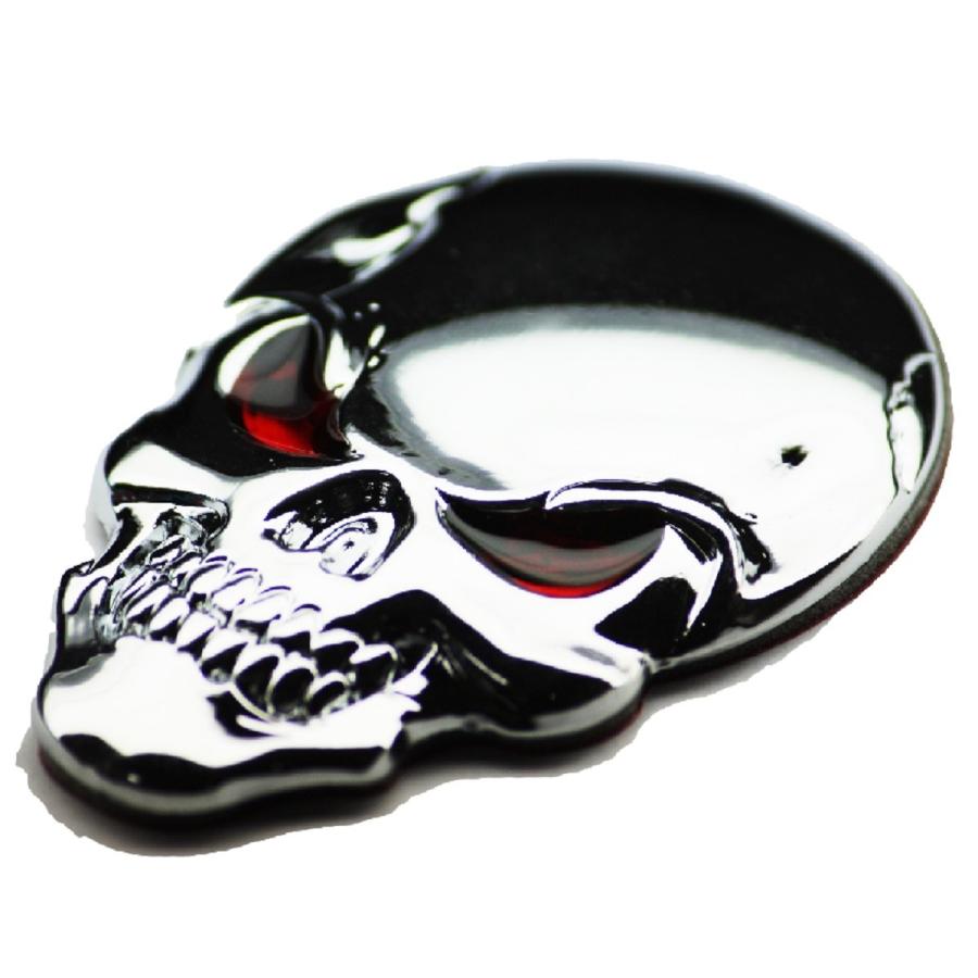 骸骨 がいこつ ドクロ スカル 3D 金属 ステッカー エンブレム シール | 