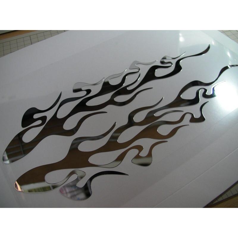 ファイヤーパターンステッカー 鏡面シルバーミラー フレイムタイプB | 