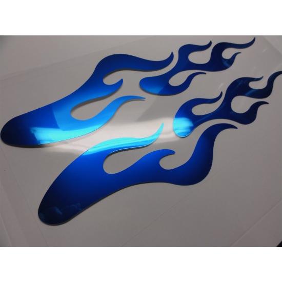 ファイヤーパターンステッカー 鏡面ブルーミラー フレイムスC 車