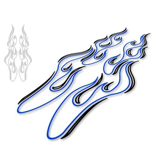 超定番 2色ファイヤーパターンステッカー C ピンストライプ風 ブルー 縁ブラック 左右セット 車やバイクに Aynaelda Com