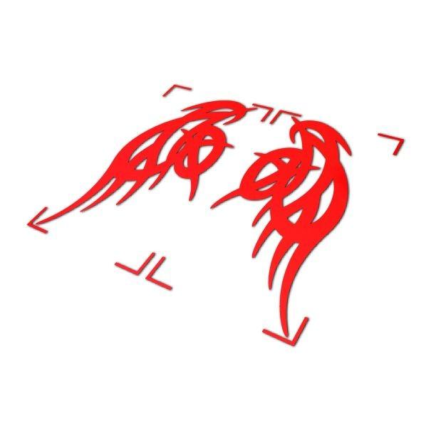 トライバルステッカー 羽根 翼 ラインb 赤 片方8 5cm 17cm バイクカウル タンク 車のドレスアップ メーカー直送