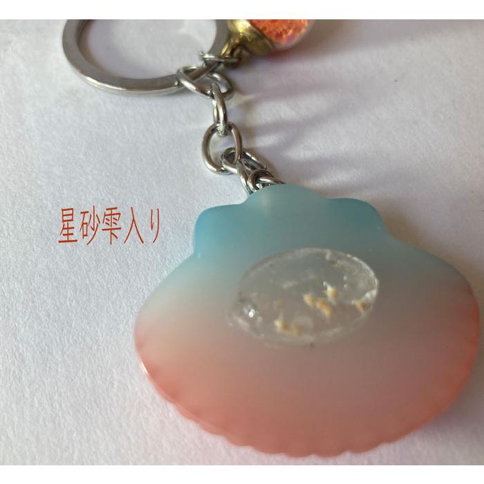 シェルパーツ 沖縄アクセサリー 星砂 シェル キーホルダー : okinawa