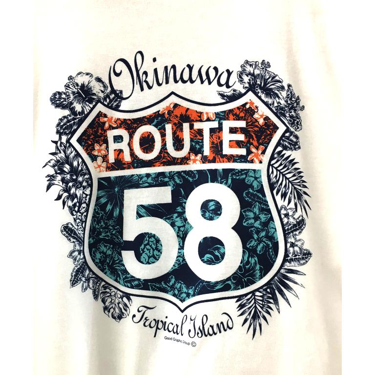 沖縄Tシャツ ルート58 58号線シャツ 白 : okinawa マリンブルー
