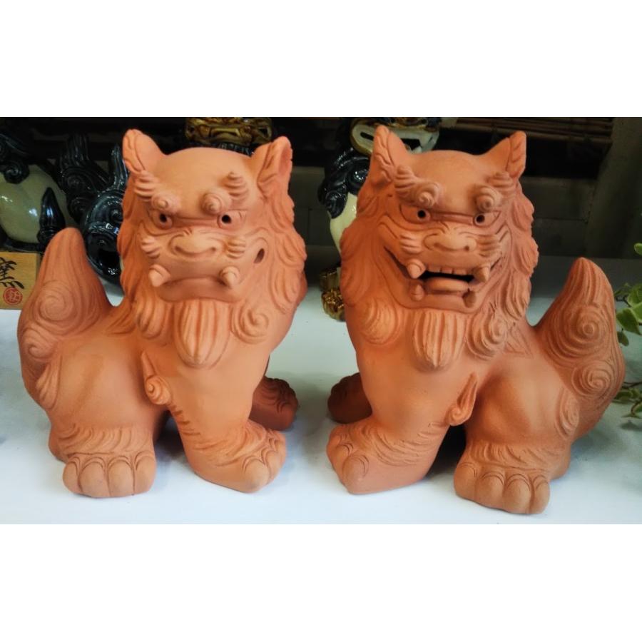 シーサー置物 手造りシーサー大立シーサー 赤焼 琉球焼 ペアシーサー