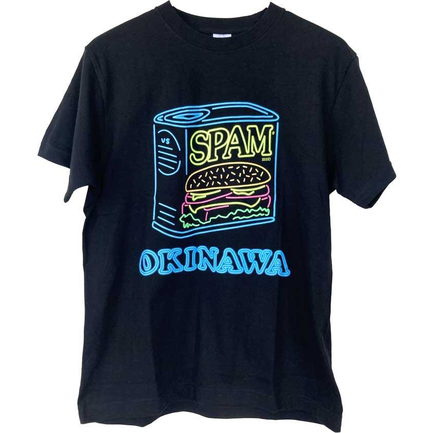 スパムTシャツ SPAM 缶 ネオン 柄 正規品 Tシャツ 黒 ブラック