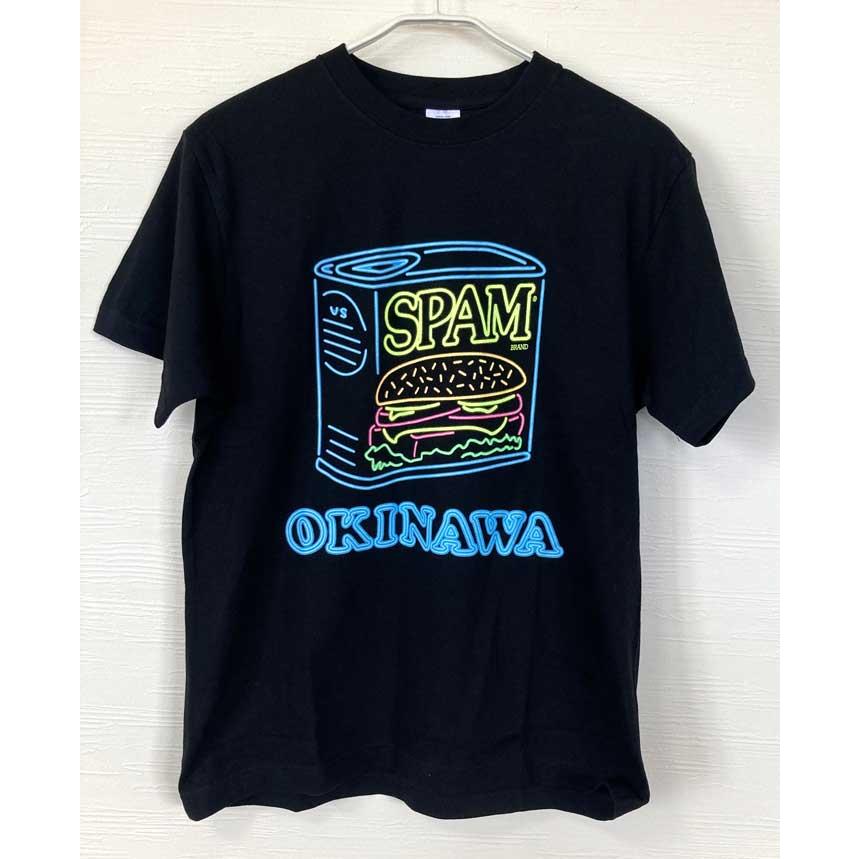 スパムTシャツ SPAM 缶 ネオン 柄 正規品 Tシャツ 黒 ブラック