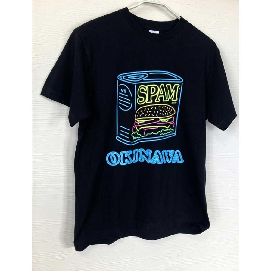 スパムTシャツ SPAM 缶 ネオン 柄 正規品 Tシャツ 黒 ブラック