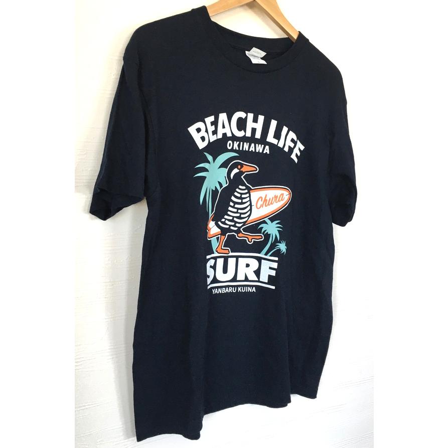 沖縄Tシャツ BEACH LIFE ビーチライフ 波乗りヤンバルクイナ ネイビー